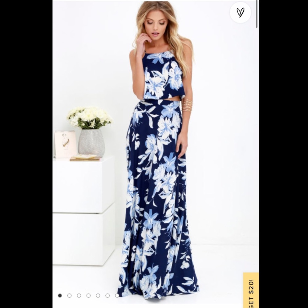 Love for lanai navy blue floral two piece set